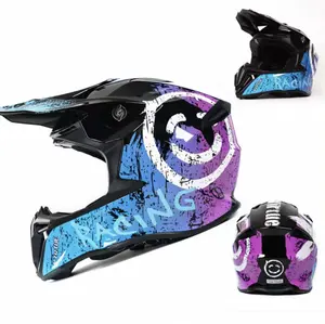 Personnalisation en gros de casque de moto tout-terrain DOT de haute qualité Couvre double face casque de moto intégral