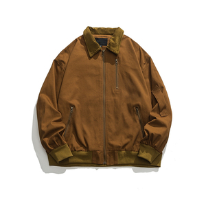 Мужская винтажная куртка оверсайз классического кроя с индивидуальным дизайном, высококачественная, свободная, из вельвета и канваса, с воротником, в стиле рабочей куртки-карго - Product Image 2