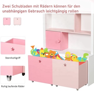 Étagère à livres <span class=keywords><strong>rose</strong></span> pour enfants, commode à tiroirs, roulettes, organisateur de jouets en bois pour bébé, présentoir, armoire de rangement pour chambre à coucher, salon, école - Product Image 5