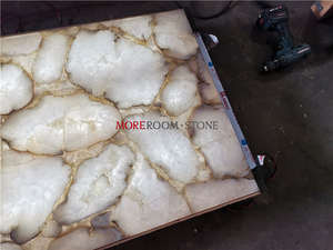 Foshan industrial restaurante BLANCO CRISTAL natural piedra Ágata Muebles <span class=keywords><strong>bar</strong></span> top - Product Image 3