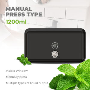 Distributeur de savon mural FANDA au design moderne, écologique, en acier inoxydable, capacité de 1200 ml, revêtement en poudre noire, garantie 1 an - Product Image 2