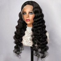Peluca de encaje frontal de onda suelta profunda, cabello humano con cutícula alineada, sin pegamento, HD, 4x4 13x4, para mujer