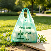 Sacs en plastique biodégradables personnalisés en gros pour supermarchés et épiceries, sacs en forme de gilet, sacs en forme de T-shirt, sacs d'emballage en plastique