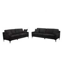Fábrica verificada al por mayor Sofá sin minorista fácil de montar 1 2 3 plazas negro 3P + 2P + 1P conjunto de sofás muebles sala de estar