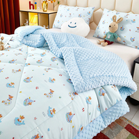 Nouvelle collection 2026 : Ensemble de literie 3 pièces en velours Doudou imprimé bleu, polyester/coton, pour toutes les saisons, motif dessin animé, idéal pour la maison