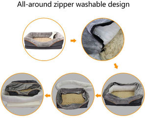 Cama grande ortopédica para perros con espuma viscoelástica, suave, extraíble y lavable, lana y piel sintética con estampado para mascotas - Product Image 5