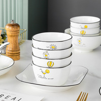 Vente en gros boîte de couleur ensemble de vaisselle en céramique mignon pour la maison, bol, assiette, service de table pour 6 8 10 12 personnes, vaisselle