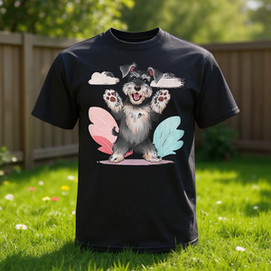 Camiseta con diseño de perro Schnauzer feliz levantando las patas para amantes de los perros - Product Image 3