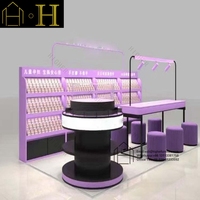 Kiosque à ongles de style moderne avec éclairage LED, tables en MDF et verre trempé