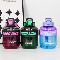 Bouteille d'eau en plastique réutilisable de grande capacité (1100 ml) avec paille, anti-fuite, pour la rentrée scolaire et l'été