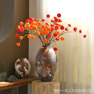 Yihua Floral Art - Ramo de Calabazas Artificiales Mini, 6 Cabezas, Color Naranja Rojizo, Flor de Seda, Decoración del Hogar, Estilo Moderno y Sencillo - Product Image 2