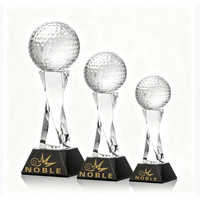 Trofeo de Golf de Cristal Noble con Diseño Artístico Entrelazado, Base Sólida Negra Pulida, Texto Personalizado, Recuerdo de Honor para Liga de Golf