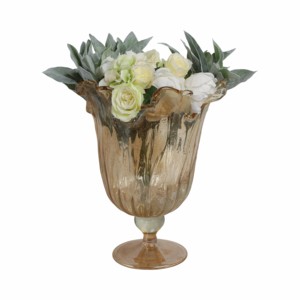 Vaso in Vetro Scanalato con Bordo a Petalo, Decorazione da Tavolo Moderna e Rustica per Soggiorno e Casa - Product Image 2