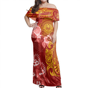 Jupe longue moulante élégante 2026 pour usage quotidien, vente en gros, marque privée, motif fleurs de Plumeria longues à l'épaule style <span class=keywords><strong>Tahiti</strong></span>, longueur ras du sol, usage quotidien - Product Image 3