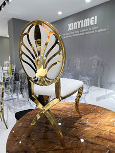 सस्ती आरामदायक सफेद पु चमड़े पार्टी स्टेनलेस स्टील कुर्सी खाने की मेज सेट के लिए 4 कुर्सियों - Product Image 2