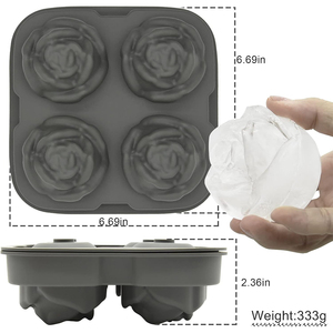 ถาดน้ำแข็งซิลิโคนรูปกุหลาบสำหรับใช้ในตู้แช่แข็งเกรดอาหารปลอดภัยสำหรับของจำเป็นสำหรับบ้านใหม่ถาดน้ำแข็งที่มีฝาปิดสำหรับวิสกี้บูร์บง - Product Image 2