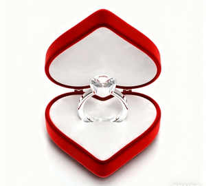 Red Factory customized heart-shaped velvet hinge closure jewelry <b>box</b> with ribbon, suitable for <b>rings</b> and necklaces - Product Image 1