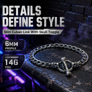 Bracelet Minimaliste Gothique pour Homme en Acier Inoxydable Plaqué Argent de Haute Qualité, Hypoallergénique, avec Fermoir à Os de Crâne, Style Antique, Idéal Cadeau - Product Image 2