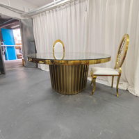 Mesa de Comedor Redonda Moderna y Duradera de Acero Inoxidable para Bodas, Hoteles, Banquetes y Restaurantes