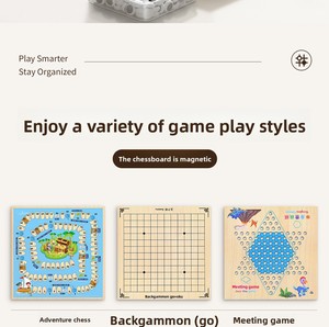 Tablero de Ajedrez Magnético de Madera Multifuncional Educativo con Go, <span class=keywords><strong>Ludo</strong></span>, Damas y Ajedrez Chino, con Caja de Color Go - Product Image 3