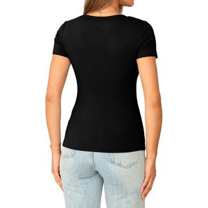 เสื้อยืดคอกว้างแขนสั้นทรงเข้ารูปสำหรับผู้หญิง ยี่ห้อ FOXA เหมาะสำหรับใส่เที่ยวเล่นในช่วงฤดูร้อน สไตล์ลำลอง - Product Image 4