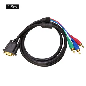 Konverter Kabel <span class=keywords><strong>VGA</strong></span> 1.5M ke 3RCA Berlapis Emas dengan Pelindung untuk TV, Komputer, Tablet, Perpanjang Video & Audio Komposit AV - Product Image 4