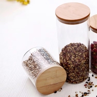 Ensemble de récipients de cuisine en verre borosilicate de haute qualité, pot de conservation avec couvercle en bois
