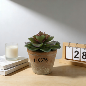 Suculenta Artificial Echeveria en Maceta de Terracota Envejecida, Planta Artificial con Hojas de Suculenta para Decoración Rústica del Hogar <span class=keywords><strong>y</strong></span> Jardín - Product Image 5