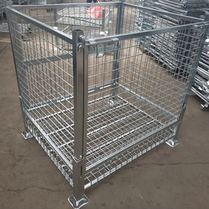 4-Strato pesante pieghevole in acciaio Pallet <span class=keywords><strong>Rack</strong></span> impilabile rete metallica gabbia metallica per magazzino di stoccaggio pieghevole Pallet <span class=keywords><strong>Rack</strong></span> di stoccaggio - Product Image 1