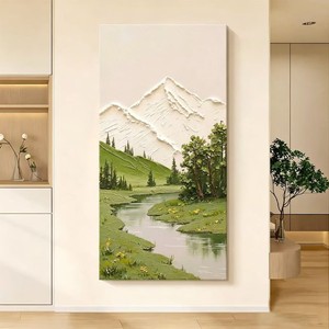 Hand Painted Oil Painting Distant Mountains Nearby Waters 3D Landscape <b>Art</b> For Entryway Living Room 100% Handmade - Product Image 2