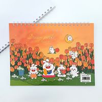 Carnet de dessin A4 épais à spirale Little Rabbit pour enfants, avec motifs de dessins animés mignons, pour croquis, art, peinture et gouache, 60 feuilles