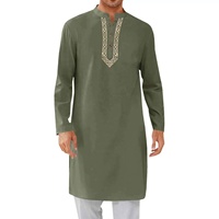 Robe islamique, thobe musulman avec poche zippée, vêtements islamiques pour hommes, couleur unie, design arabe, robe Daffah, robe saoudienne