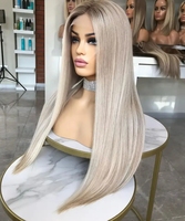 Wig Rambut Asli Remy 100% 613 Blonde Straight HD Lace Front Tanpa Lem Pre Plucked