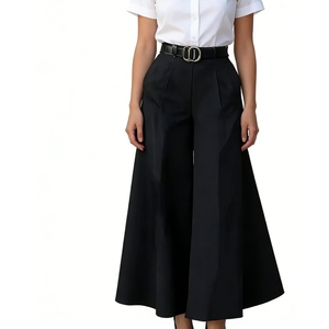<span class=keywords><strong>Pantalon</strong></span> long plissé fluide taille haute à jambes larges pour femme avec ceinture – Tenue décontractée ou habillée – Sehe Fashion - Product Image 2