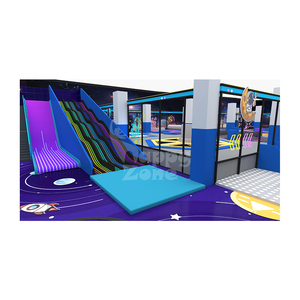 Parc de trampolines intérieur sur le thème de l'espace pour enfants avec fosse à mousse et aire de jeux souple - Product Image 5