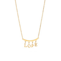 Collar de Joyería de Moda con Cadena Delgada y Dije LOVE Chapado en Oro de 18k, de Acero Inoxidable Antideslustre, para Regalo del Día de San Valentín Q177