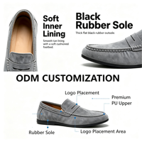 Nouvelles Chaussures de Conduite Grises pour Hommes 2026 – Mocassins Penny en Cuir Véritable Respirants à Enfiler, Style Décontracté Quotidien