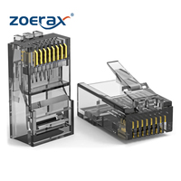 Connecteur de câble réseau RJ45 ZOERAX Cat6 UTP 8P8C sans traversée, plaqué or, en ABS, couleurs assorties pour câblage LAN