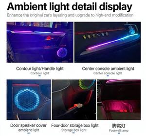 مصباح جو LED للسيارة بـ64 لونًا قابل للتعديل مع تحكم عبر التطبيق وصوت ذكي وساعة متعددة الوظائف - Product Image 3