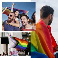 Drapeau arc-en-ciel de la fierté gay 3'x5' – Drapeau arc-en-ciel à tenir à la main pour la fierté LGBTQ