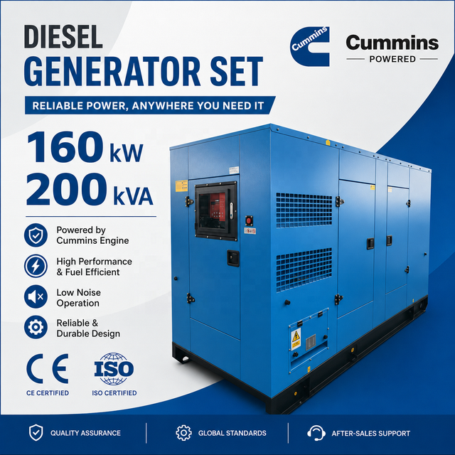 Super Silent 200kVA 160kW  Diesel Generator With 100% Copper Alternator 50Hz 60Hz Soundproof Canopy Power Genset