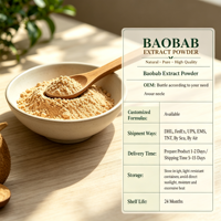 Poudre de fruit de Baobab en marque blanche OEM 100 % pure, riche en vitamine C, antioxydants, fibres alimentaires, soutient l'immunité et la digestion