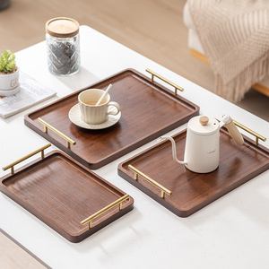 Sandalwood <b>Tray</b> Rectangular Solid Wood Tea Serving Plate Handcrafted With Handle For Tea Ceremony - Product Image 3