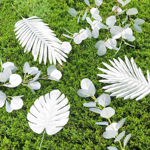 Foglia di palma di Monstera tropicale artificiale Premium 2025, decorazione in <span class=keywords><strong>argento</strong></span> per matrimonio, finta foglia di tartaruga per arredamento interno ed esterno - Product Image 2