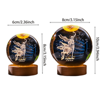 Constellation 3D boule de cristal veilleuse gravée au laser cadeau d'anniversaire sphère en verre décoration de bureau à la maison avec base en bois USB
