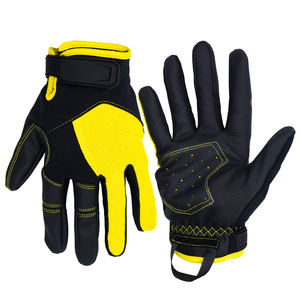 Gants de sport d'été personnalisables à doigts complets en cuir respirant antidérapant jaune noir pour moto équitation pêche - Product Image 1