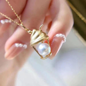 จี้เงินแท้ S925 แบบ DIY รูปทรงไอศกรีม สำหรับใส่ลูกปัดกลมขนาด 6-7 มม. รุ่น Pearl 30431 - Product Image 1