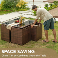 Ensemble de table et de chaises de jardin en rotin pour l'extérieur, avec coussins amovibles, pour le bord de la piscine ou le balcon