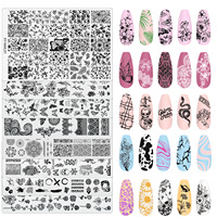 Plaque de stamping pour nail art en acier inoxydable, motif papillon, dentelle florale, plaque de transfert à motif écossais, modèle imprimé An de la Serpe