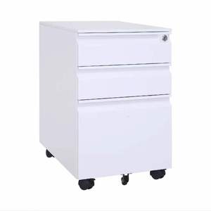 Industrial Metal Pedestal Locker Wheels White Black Steel 3 Drawers Mobile Filing Cabinet for School Hotel <b>Desk</b> Table Bedside - Product Image 4
